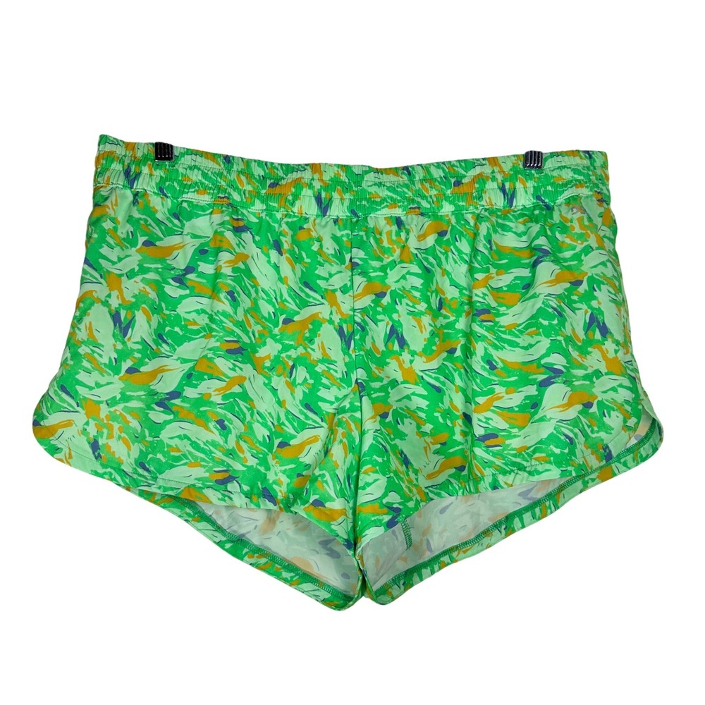 DSG Womens‎ Stride Run Short XL Green Abstract Mid Rise 3 Inch Inseam NWT